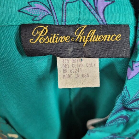 Vintage 80/90s Shirt Wrap Top Dress size 6/8 Floral Cottagecore Alt Teal Blue - Picture 7 of 8